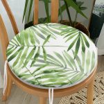 - RealHomes Yuvarlak Fermuarlı Minder - Realhomes  Suluboya İnce Yapraklar Modern Tasarımlı Yuvarlak Fermuarlı Sandalye Minderi Realhomes