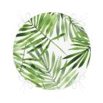 - RealHomes Yuvarlak Fermuarlı Minder - Realhomes  Suluboya İnce Yapraklar Modern Tasarımlı Yuvarlak Fermuarlı Sandalye Minderi Realhomes