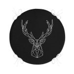 - RealHomes Yuvarlak Fermuarlı Minder - Realhomes  Siyah Zeminli Geometrik Geyik Çizimli Modern Yuvarlak Fermuarlı Sandalye Minderi Realhomes