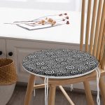 - RealHomes Yuvarlak Fermuarlı Minder - Realhomes  Siyah Beyaz Geometrik Yuvarlak Tasarımlı Modern Yuvarlak Fermuarlı Sandalye Minderi Realhomes