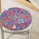 - RealHomes Yuvarlak Fermuarlı Minder - Realhomes  Etnik Desenli Dijital Baskılı Modern Yuvarlak Fermuarlı Sandalye Minderi Realhomes