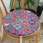 - RealHomes Yuvarlak Fermuarlı Minder - Realhomes  Etnik Desenli Dijital Baskılı Modern Yuvarlak Fermuarlı Sandalye Minderi Realhomes