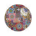 - RealHomes Yuvarlak Fermuarlı Minder - Realhomes  Realhomes Renkli Mozaik Desenli Dijital Baskılı Modern Yuvarlak Fermuarlı Sandalye Minderi Realhomes