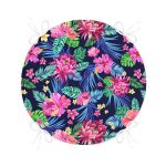 Siyah Zeminde Tropikal Desenli Özel Tasarım Dijital Baskılı Modern Yuvarlak Fermuarlı Sandalye Minderi Realhomes