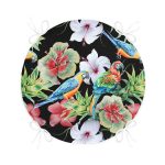 - RealHomes Yuvarlak Fermuarlı Minder - Realhomes  Siyah Zeminde Tropikal Desen Özel Tasarım Modern Yuvarlak Fermuarlı Sandalye Minderi Realhomes