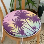 - RealHomes Yuvarlak Fermuarlı Minder - Realhomes Renkli Zeminde Palmiye Motifli Dijital Baskılı Modern Yuvarlak Fermuarlı Sandalye Minderi Realhomes