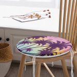 - RealHomes Yuvarlak Fermuarlı Minder - Realhomes Renkli Zeminde Palmiye Motifli Dijital Baskılı Modern Yuvarlak Fermuarlı Sandalye Minderi Realhomes