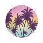 - RealHomes Yuvarlak Fermuarlı Minder - Realhomes Renkli Zeminde Palmiye Motifli Dijital Baskılı Modern Yuvarlak Fermuarlı Sandalye Minderi Realhomes