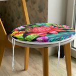 - RealHomes Yuvarlak Fermuarlı Minder - Realhomes Yaprak Motifli Dijital Baskılı Modern Yuvarlak Fermuarlı Sandalye Minderi Realhomes