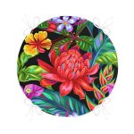 - RealHomes Yuvarlak Fermuarlı Minder - Realhomes Yaprak Motifli Dijital Baskılı Modern Yuvarlak Fermuarlı Sandalye Minderi Realhomes