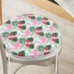 - RealHomes Yuvarlak Fermuarlı Minder - Realhomes Realhomes Flamingo Devetabanı Çizimli Özel Tasarım Dijital Baskılı Modern Yuvarlak Fermuarlı Sandalye Minderi Realhomes