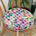 - RealHomes Yuvarlak Fermuarlı Minder - Realhomes Modern Renkli Üçgen Tasarımlı Dijital Baskılı Modern Yuvarlak Fermuarlı Sandalye Minderi Realhomes