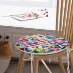 - RealHomes Yuvarlak Fermuarlı Minder - Realhomes Modern Renkli Üçgen Tasarımlı Dijital Baskılı Modern Yuvarlak Fermuarlı Sandalye Minderi Realhomes