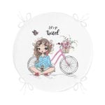 - RealHomes Yuvarlak Fermuarlı Minder - Realhomes Lets Go Travel Çizimli Dijital Baskılı Modern Yuvarlak Fermuarlı Sandalye Minderi Realhomes