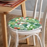 Tropik Kaktüs Motifli Dijital Baskılı Modern Yuvarlak Fermuarlı Sandalye Minderi Realhomes