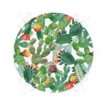 Tropik Kaktüs Motifli Dijital Baskılı Modern Yuvarlak Fermuarlı Sandalye Minderi Realhomes