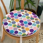 - RealHomes Yuvarlak Fermuarlı Minder - Realhomes  Renkli Mozaik Desenli Modern Dijital Baskılı Yuvarlak Fermuarlı Sandalye Minderi Realhomes