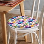 - RealHomes Yuvarlak Fermuarlı Minder - Realhomes  Renkli Mozaik Desenli Modern Dijital Baskılı Yuvarlak Fermuarlı Sandalye Minderi Realhomes