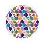 - RealHomes Yuvarlak Fermuarlı Minder - Realhomes  Renkli Mozaik Desenli Modern Dijital Baskılı Yuvarlak Fermuarlı Sandalye Minderi Realhomes