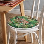 - RealHomes Yuvarlak Fermuarlı Minder - Realhomes  Kamuflaj Kaplan Desenli Dijital Baskılı Modern Yuvarlak Fermuarlı Sandalye Minderi Realhomes