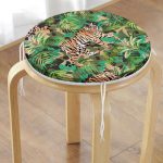 - RealHomes Yuvarlak Fermuarlı Minder - Realhomes  Kamuflaj Kaplan Desenli Dijital Baskılı Modern Yuvarlak Fermuarlı Sandalye Minderi Realhomes