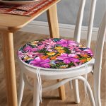 - RealHomes Yuvarlak Fermuarlı Minder - Realhomes  Tropik Renkli Çiçek Motifli Özel Tasarım Yuvarlak Fermuarlı Sandalye Minderi Realhomes