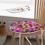 - RealHomes Yuvarlak Fermuarlı Minder - Realhomes  Tropik Renkli Çiçek Motifli Özel Tasarım Yuvarlak Fermuarlı Sandalye Minderi Realhomes