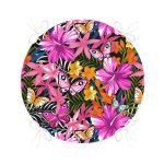 - RealHomes Yuvarlak Fermuarlı Minder - Realhomes  Tropik Renkli Çiçek Motifli Özel Tasarım Yuvarlak Fermuarlı Sandalye Minderi Realhomes