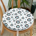 - RealHomes Yuvarlak Fermuarlı Minder - Realhomes  Nazar Boncuğu Motifli Özel Tasarımlı Dijital Baskılı Modern Yuvarlak Fermuarlı Sandalye Minderi Realhomes