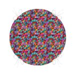 Özel Tasarım 3D Renkli Üçgenler Dijital Baskılı Yuvarlak Fermuarlı Sandalye Minderi Realhomes