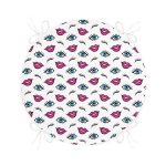 Göz Dudak Kaş Motifli Özel Tasarımlı Dijital Baskılı Modern Yuvarlak Fermuarlı Sandalye Minderi Realhomes