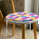 Realhomes Renkli Kedicikler Çocuk Odası Özel Tasarım Modern Yuvarlak Fermuarlı Sandalye Minderi Realhomes