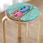 - RealHomes Yuvarlak Fermuarlı Minder - Realhomes  Ağaçta Sevimli Baykuşlar Modern Tasarım Dijital Baskılı Yuvarlak Fermuarlı Sandalye Minderi Realhomes