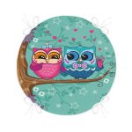 - RealHomes Yuvarlak Fermuarlı Minder - Realhomes  Ağaçta Sevimli Baykuşlar Modern Tasarım Dijital Baskılı Yuvarlak Fermuarlı Sandalye Minderi Realhomes