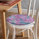 Renkli Leopar Desenli Özel tasarım Dijital Baskılı Modern Yuvarlak Fermuarlı Sandalye Minderi Realhomes