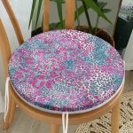 Renkli Leopar Desenli Özel tasarım Dijital Baskılı Modern Yuvarlak Fermuarlı Sandalye Minderi Realhomes