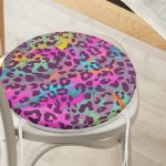 - RealHomes Yuvarlak Fermuarlı Minder - Realhomes  Renkli Leopar Desenli Dijital Baskılı Modern Yuvarlak Fermuarlı Sandalye Minderi Realhomes