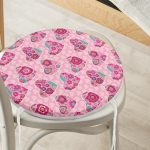 - RealHomes Yuvarlak Fermuarlı Minder - Realhomes Kalp İçinde Çiçek Desenli Dijital Baskılı Özel Tasarım Modern Yuvarlak Fermuarlı Sandalye Minderi Realhomes