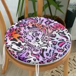 - RealHomes Yuvarlak Fermuarlı Minder - Realhomes  Realhomes Renkli Leopar Desenli Dijital Baskılı Modern Yuvarlak Fermuarlı Sandalye Minderi Realhomes
