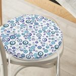 - RealHomes Yuvarlak Fermuarlı Minder - Realhomes Realhomes Nazar Boncuğu Motifli Dijital Baskılı Modern Yuvarlak Fermuarlı Sandalye Minderi Realhomes