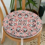 - RealHomes Yuvarlak Fermuarlı Minder - Realhomes  Etnik Motifli Dijital Baskılı Modern Yuvarlak Fermuarlı Sandalye Minderi Realhomes