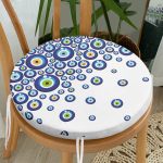 - RealHomes Yuvarlak Fermuarlı Minder - Realhomes  Realhomes Nazar Boncuğu Motifli Dijital Baskılı Modern Yuvarlak Fermuarlı Sandalye Minderi Realhomes