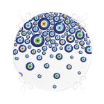 - RealHomes Yuvarlak Fermuarlı Minder - Realhomes  Realhomes Nazar Boncuğu Motifli Dijital Baskılı Modern Yuvarlak Fermuarlı Sandalye Minderi Realhomes