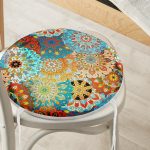 - RealHomes Yuvarlak Fermuarlı Minder - Realhomes  Fraktal Desenli Özel Tasarım Dijital Baskılı Modern Yuvarlak Fermuarlı Sandalye Minderi Realhomes