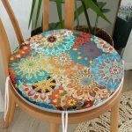 - RealHomes Yuvarlak Fermuarlı Minder - Realhomes  Fraktal Desenli Özel Tasarım Dijital Baskılı Modern Yuvarlak Fermuarlı Sandalye Minderi Realhomes