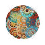 - RealHomes Yuvarlak Fermuarlı Minder - Realhomes  Fraktal Desenli Özel Tasarım Dijital Baskılı Modern Yuvarlak Fermuarlı Sandalye Minderi Realhomes