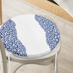 - RealHomes Yuvarlak Fermuarlı Minder - Realhomes  Realhomes Nazar Boncuğu Motifli Dijital Baskılı Modern Yuvarlak Fermuarlı Sandalye Minderi Realhomes