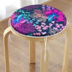 Mor Balık Desenli Özel Tasarım Dijital Baskılı Modern Yuvarlak Fermuarlı Sandalye Minderi Realhomes