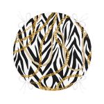 - RealHomes Yuvarlak Fermuarlı Minder - Realhomes  Zebra Zeminde Zincir Desen Özel Tasarım Dijital Baskılı Modern Yuvarlak Fermuarlı Sandalye Minderi Realhomes