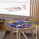 - RealHomes Yuvarlak Fermuarlı Minder - Realhomes  Multi Color Özel Tasarım Dijital Baskılı Modern Yuvarlak Fermuarlı Sandalye Minderi Realhomes